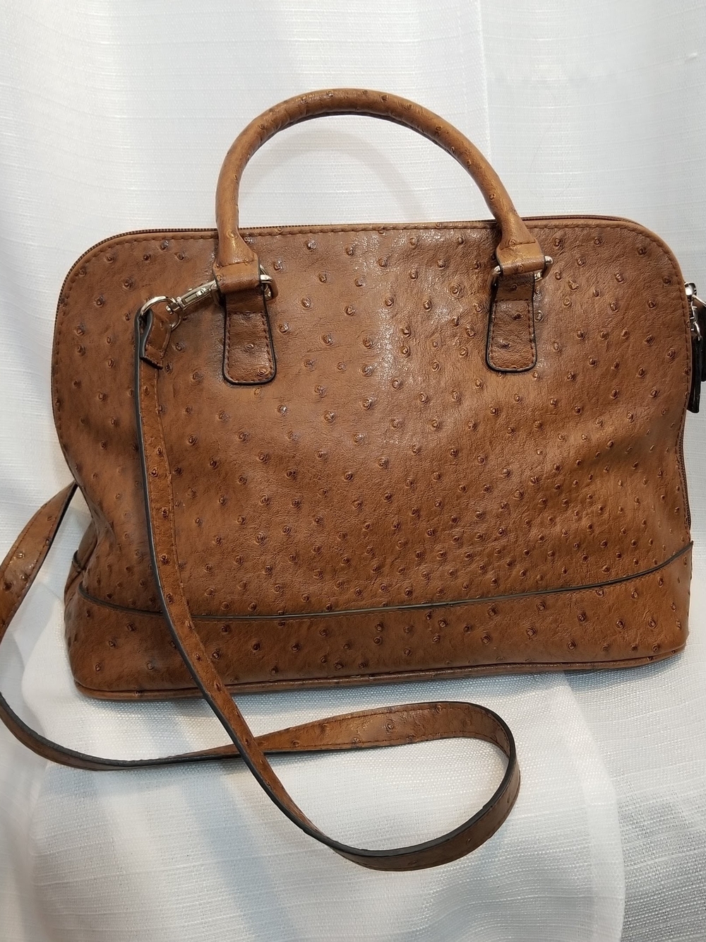 Bueno Faux Ostrich Skin Satchel Handbag